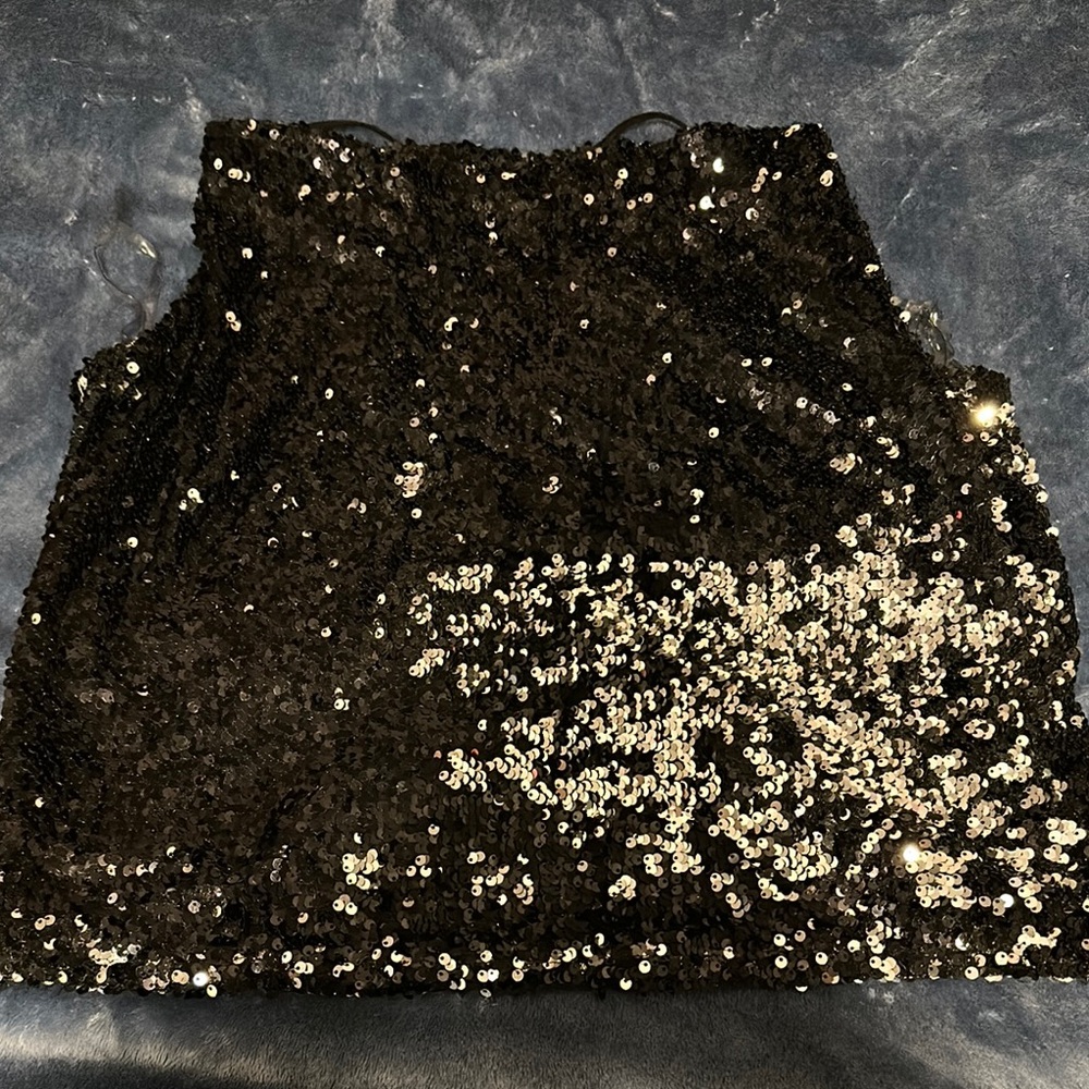 Black and Silver Sequin Top